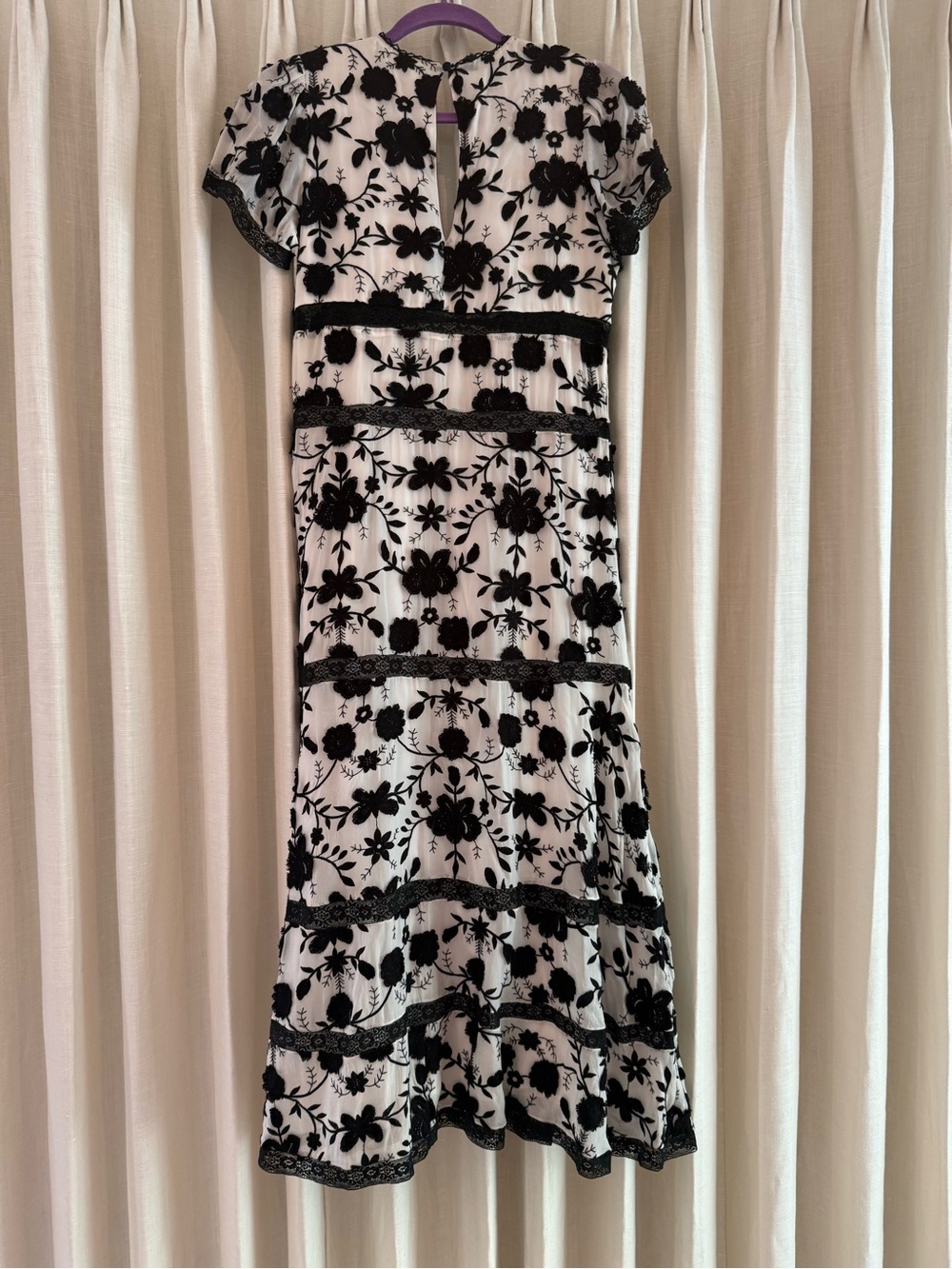Joie Black & White Floral Lace Midi Dress